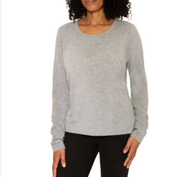 NEW Mario Serrani Womens M Gray Cashmere Sweater Long Sleeve Crewneck Soft - Picture 1 of 9